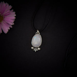 Rose Cut Moonstone Star Pendant - Sterling Silver - Rainbow Moonstone Necklace - Faceted Moonstone Pendant - Dainty Celestial Jewelry OOAK