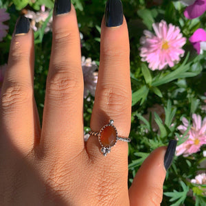 Rose Cut Carnelian Ring - Size 7 - Sterling Silver - Orange Carnelian Jewelry - Faceted Carnelian Jewellery - Dainty Red Carnelian Jewelry