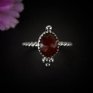 Rose Cut Carnelian Ring - Size 7 - Sterling Silver - Orange Carnelian Jewelry - Faceted Carnelian Jewellery - Dainty Red Carnelian Jewelry