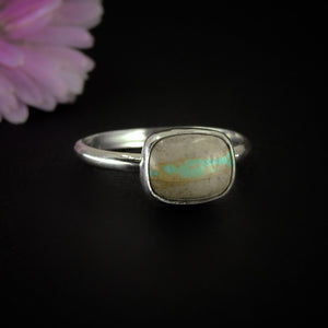 Royston Ribbon Turquoise Ring - Size 9 to 9 1/4 - Sterling Silver - Ribbon Turquoise Jewellery - Genuine Turquoise Ring - Blue & Brown