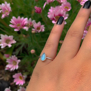 Rose Cut Aquamarine Ring - Size 5 - Sterling Silver - Aquamarine Jewellery - Blue Aquamarine Ring - Dainty Faceted Aquamarine Ring OOAK