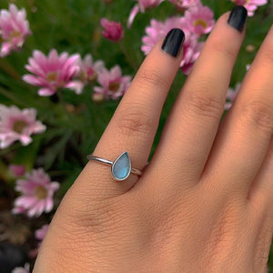 Rose Cut Aquamarine Ring - Size 5 - Sterling Silver - Aquamarine Jewellery - Blue Aquamarine Ring - Dainty Faceted Aquamarine Ring OOAK