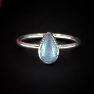 Rose Cut Aquamarine Ring - Size 5 - Sterling Silver - Aquamarine Jewellery - Blue Aquamarine Ring - Dainty Faceted Aquamarine Ring OOAK