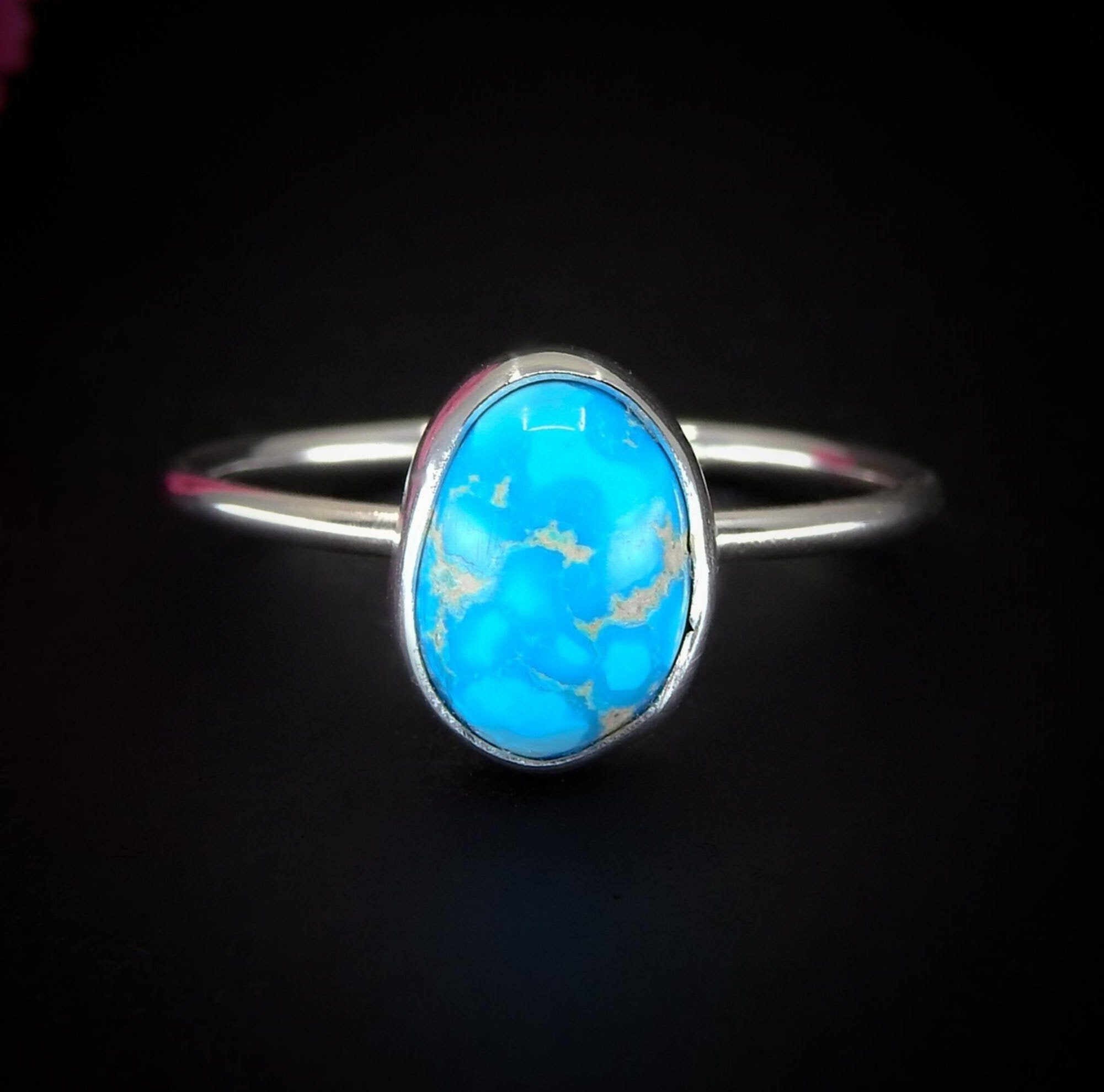 Blue Ridge Turquoise Ring - Size 11 - Sterling Silver - Bright Blue Turquoise Jewelry - Genuine Turquoise Statement Ring - Dainty Turquoise