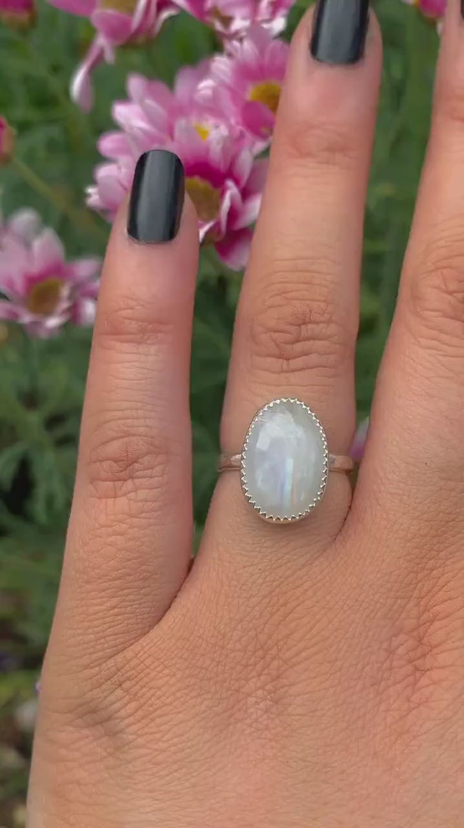 Rose Cut Moonstone Ring - Size 6