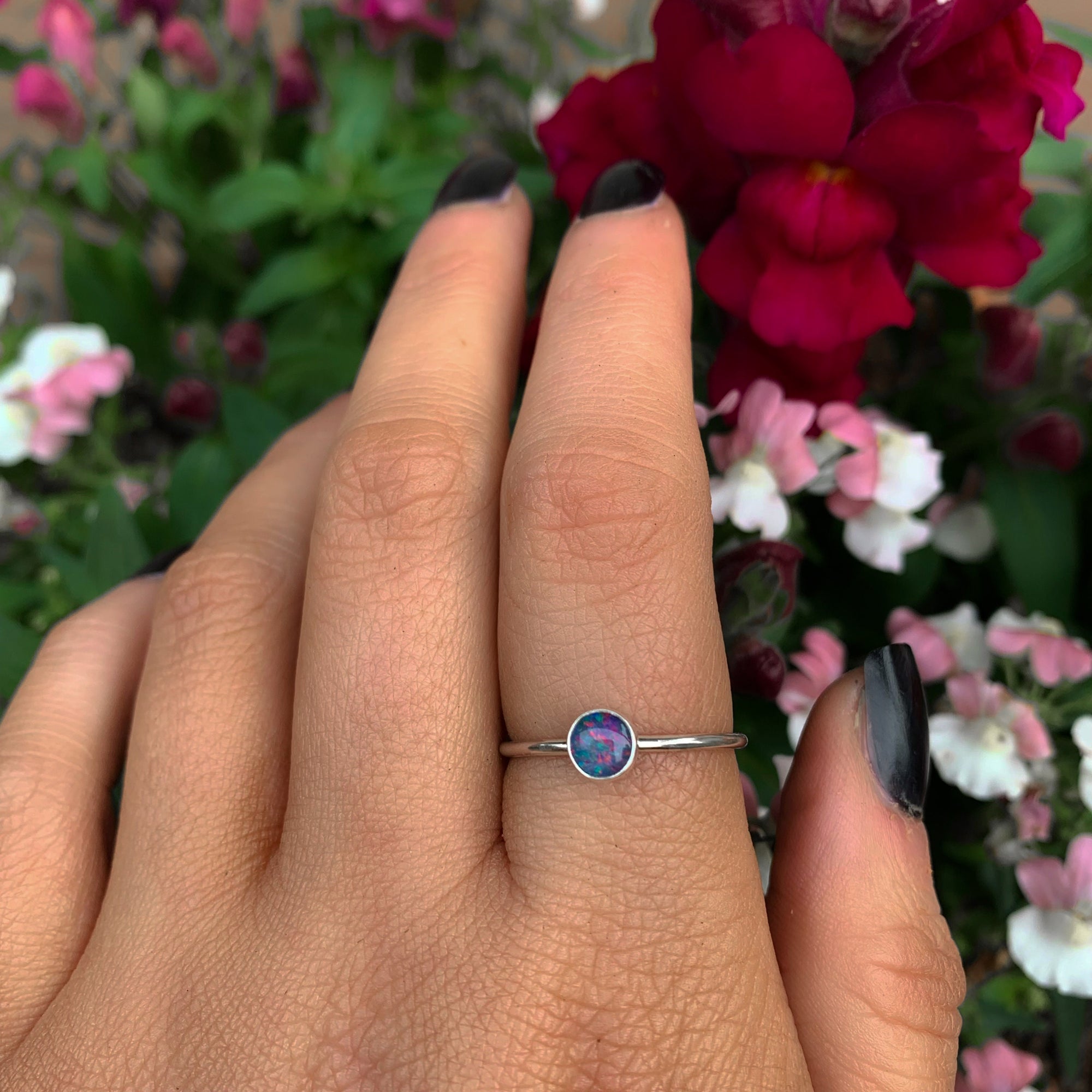 Buy Australian Opal Ring, Minimalist Style Size 51 5.75 US Online in India  - Etsy