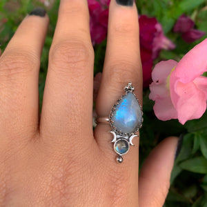 Moonstone & Labradorite Ring - Size 7 