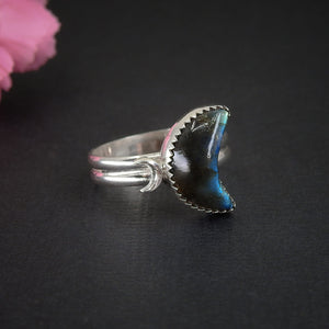 Labradorite Moon Ring - Size 7 1/4 to 7 1/2 