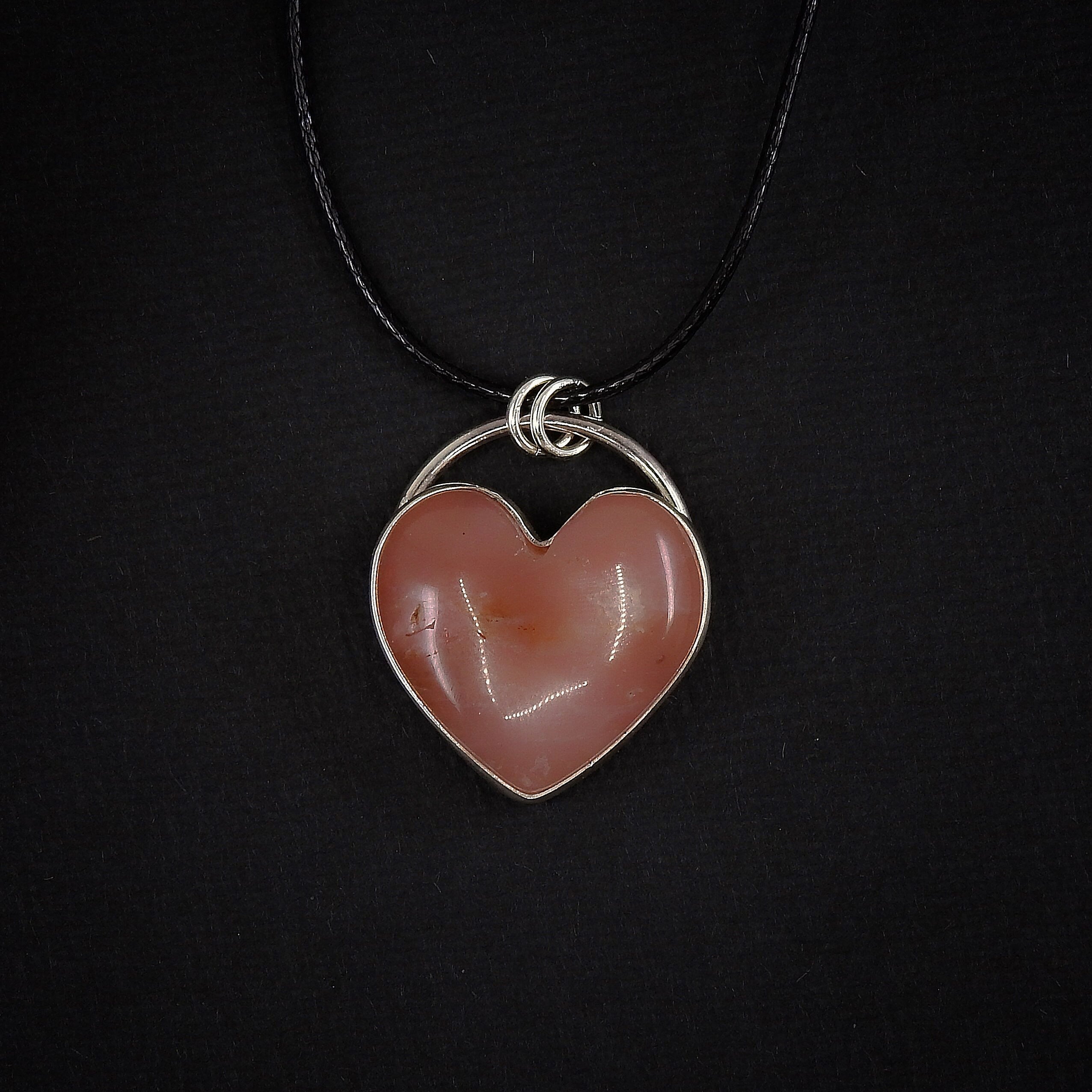 Rose Quartz Heart Pendant - Sterling Silver 