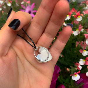 Rose Quartz Heart Pendant - Sterling Silver 