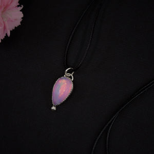 Rose Cut Clear Quartz and Aurora Opal Pendant - Sterling Silver 