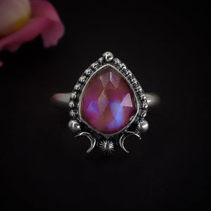 Rose Cut Moonstone & Red Jasper Ring - Size 10 1/2 