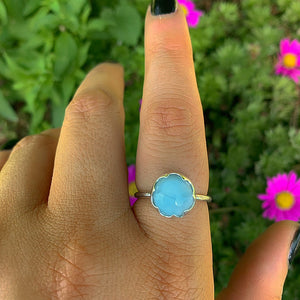 Larimar Ring - Size 7 1/4 - Sterling Silver - Blue Larimar Ring - Round Larimar Ring - Larimar Jewelry - Handmade Ocean Larimar Wave Ring